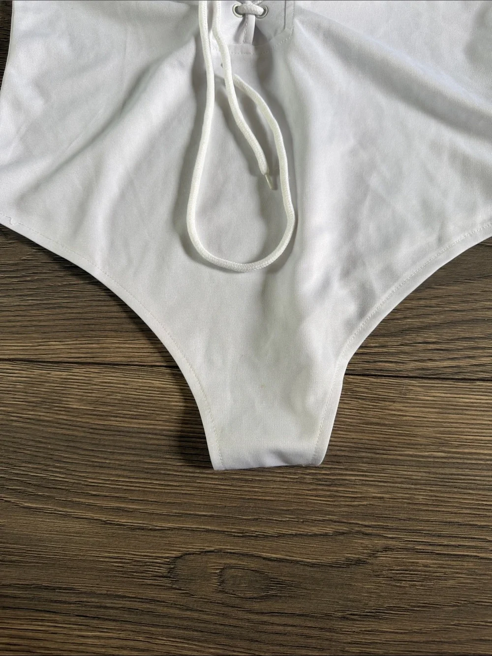 Source Unknown White Lace-Up Bodysuit Romper